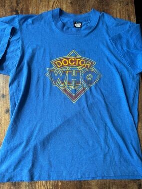 Vintage 80s Doctor Who Diamond Logo T-Shirt - Screen Stars Single Stitch - L